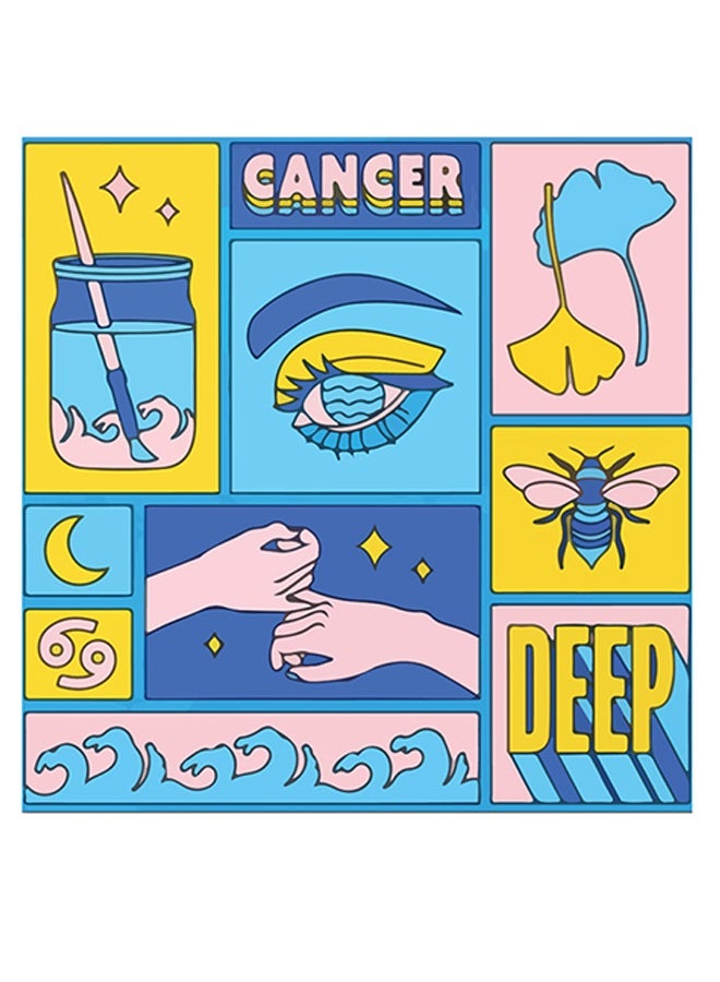 RYN The Crab Themed Wall Art Blue/Yellow/Pink 30x30cm - Image 2