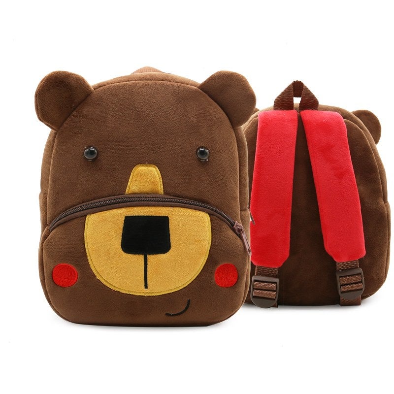 Plush Kids Backpack, Brown Bear Animal Design, Soft Lightweight School Bag for Toddlers and Preschool Kids - Image 1