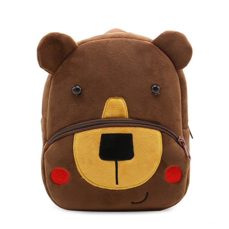 Plush Kids Backpack, Brown Bear Animal Design, Soft Lightweight School Bag for Toddlers and Preschool Kids - Image 2