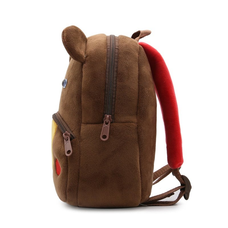 Plush Kids Backpack, Brown Bear Animal Design, Soft Lightweight School Bag for Toddlers and Preschool Kids - Image 4