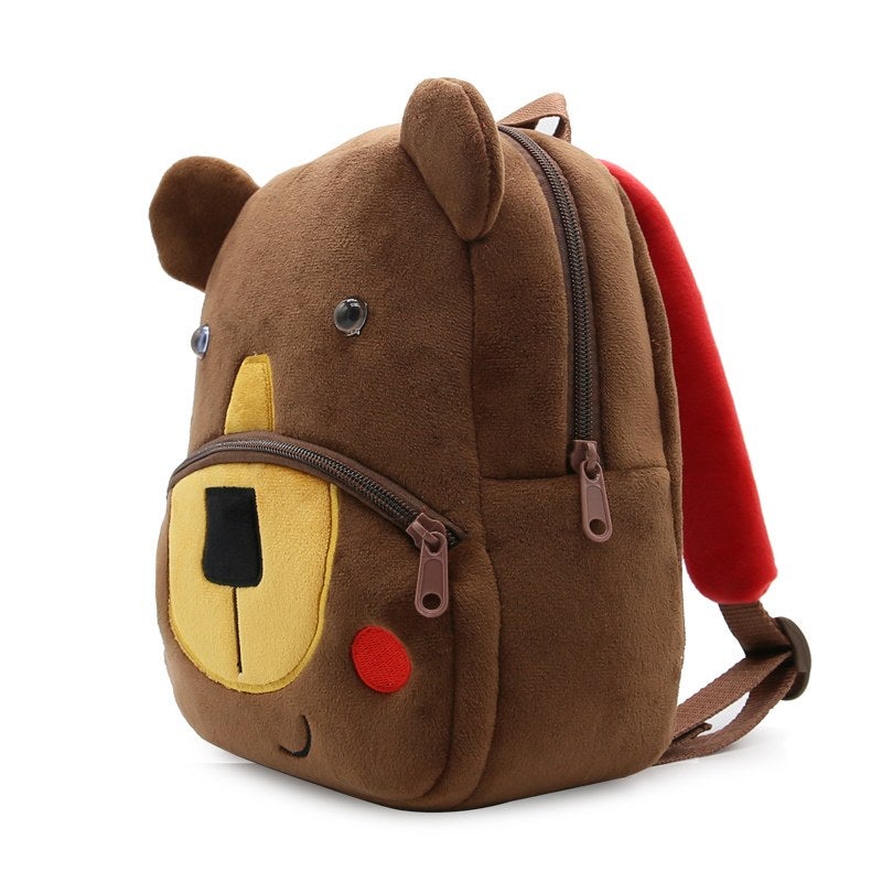 Plush Kids Backpack, Brown Bear Animal Design, Soft Lightweight School Bag for Toddlers and Preschool Kids - Image 3