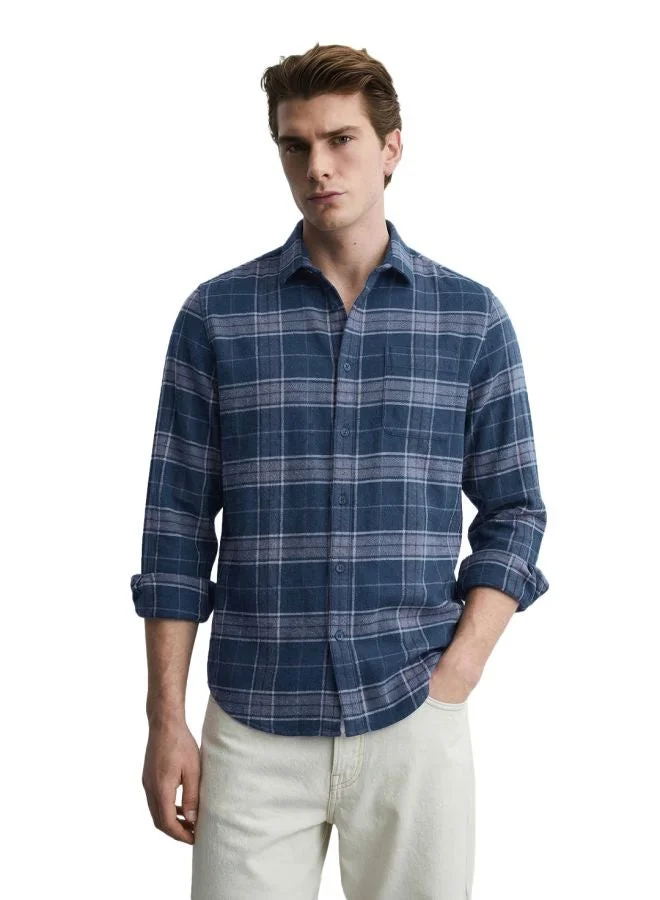 ذا انديان كراج كو Men Slim Fit Checked Cutaway Collar Full Sleeves Shirt