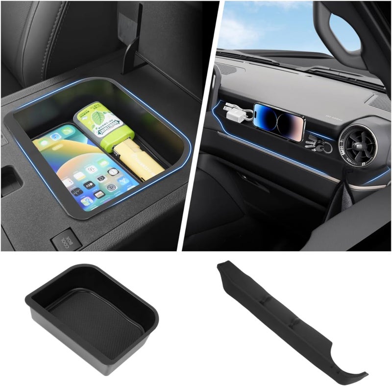 Autorder 2PCS Center Console Organizer for 2024-2026 Toyota Land Cruiser Prado 250 LC250 Accessories Armrest Storage Box Silicone Dash Organizer Center Console Insert Tray with Anti-Slip Mat - Image 1