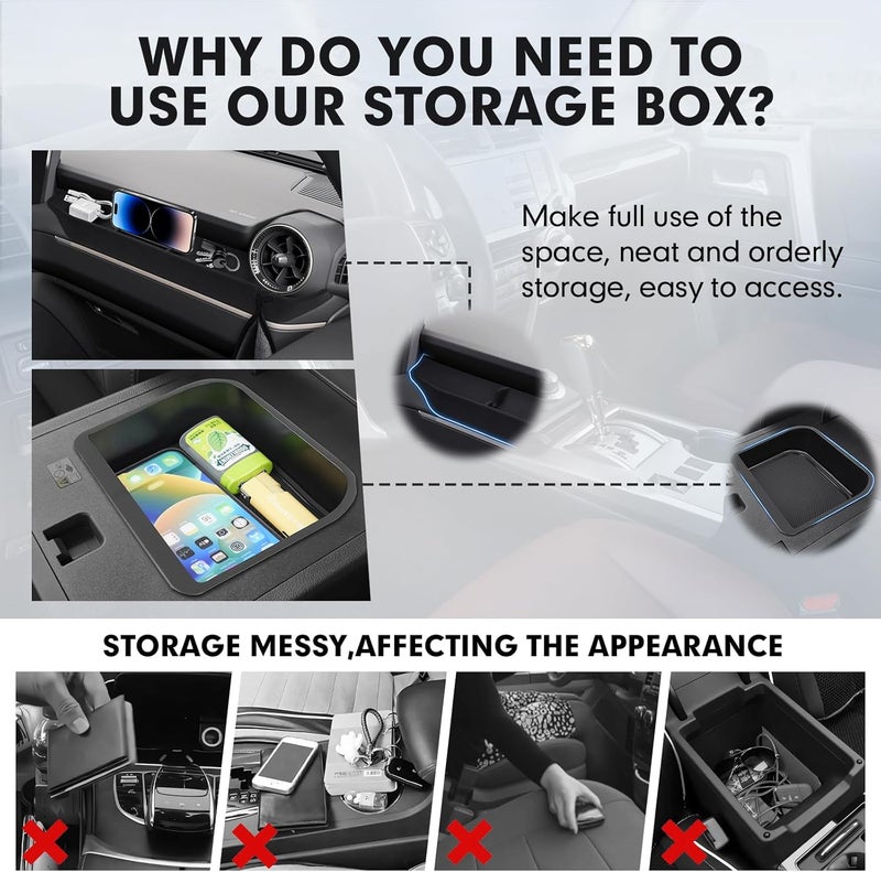 Autorder 2PCS Center Console Organizer for 2024-2026 Toyota Land Cruiser Prado 250 LC250 Accessories Armrest Storage Box Silicone Dash Organizer Center Console Insert Tray with Anti-Slip Mat - Image 4