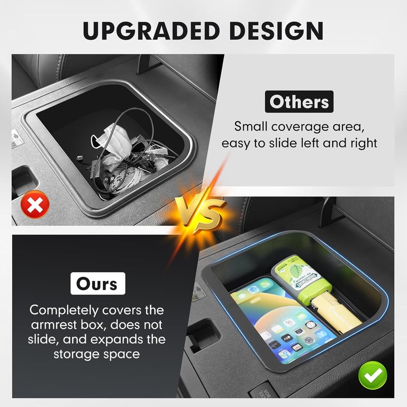 Autorder 2PCS Center Console Organizer for 2024-2026 Toyota Land Cruiser Prado 250 LC250 Accessories Armrest Storage Box Silicone Dash Organizer Center Console Insert Tray with Anti-Slip Mat - Image 3