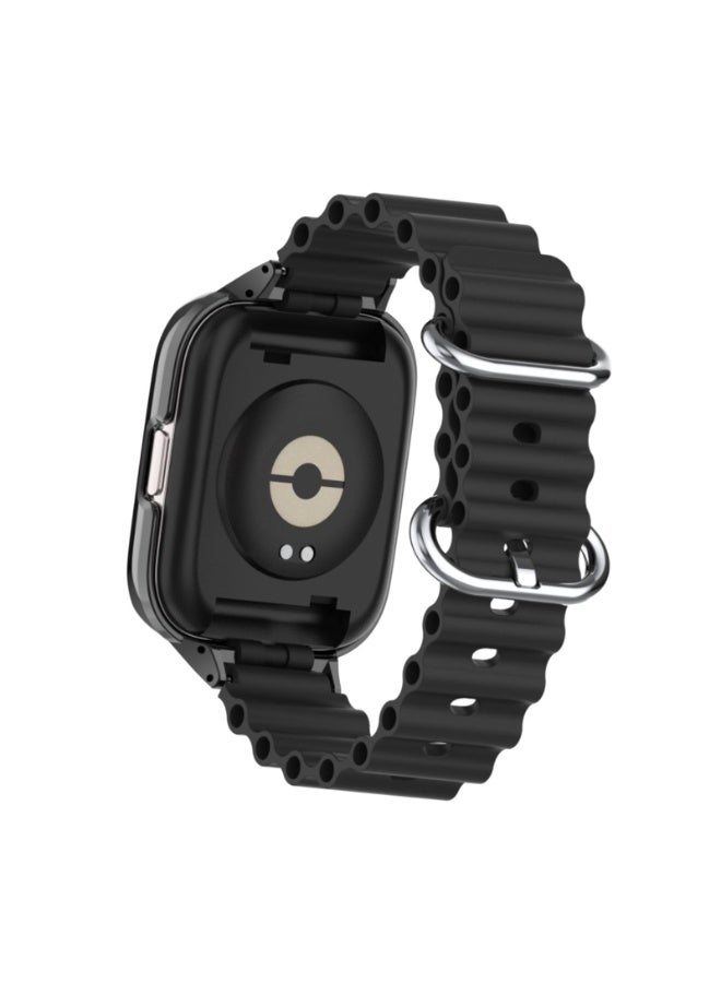 Ocean Strap Compatible with Xiaomi Mi Watch Lite/Redmi Watch, Adjustable Silicone Strap with Metal Buckle, Band With Frame Metal Women Men Replacement Strap (Balck) - Image 5