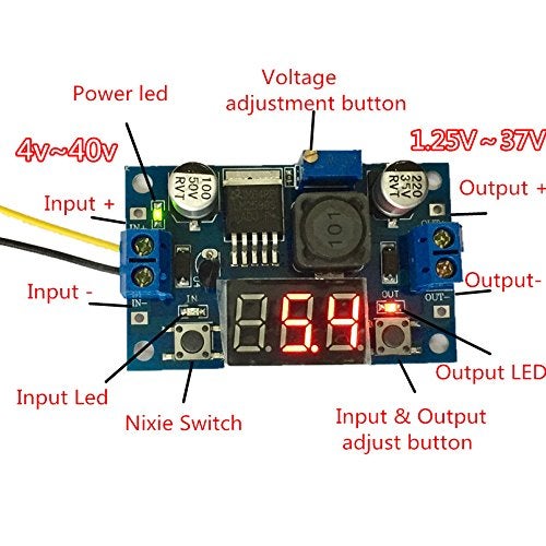 QEBIDUM LM2596S DC-DC Buck Converter DIY 4-40V to 1.25-37V Step-Down Regulator Power Module Volt Stabilizer with LED Voltmeter Display - Image 2