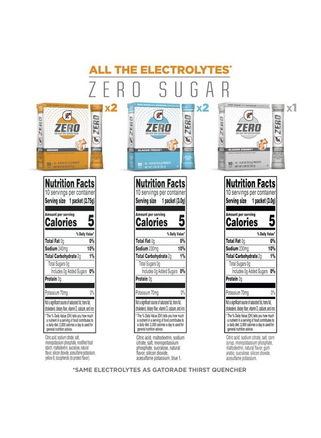 Gatorade Zero Powder, 3 Flavor Variety Pack, 50 Count - Image 2