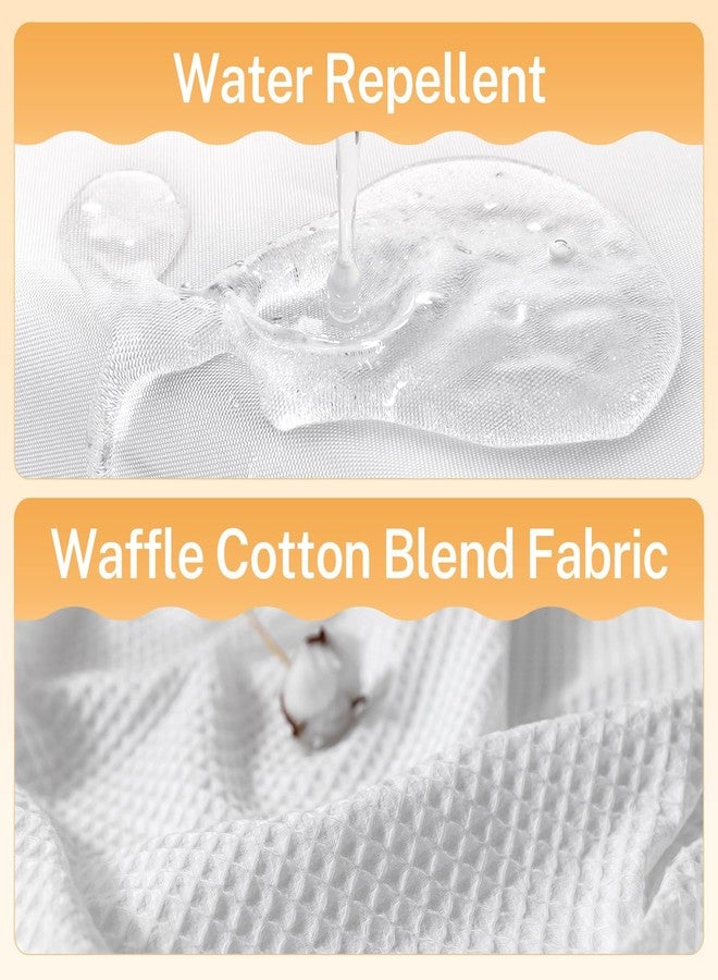 River Dream White Fabric Shower Curtain Set, Cotton Blend, Waffle Weave, with Snap in Replacement Liner，71 x 74 inches - Image 5