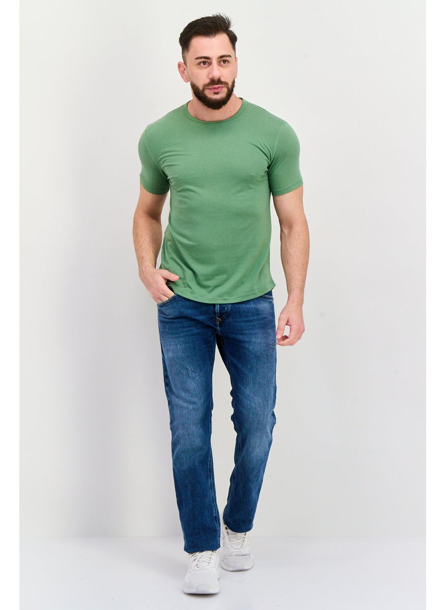 Project Essentials - Men Crew Neck Short Sleeves Plain T-Shirt, Green - Image 1