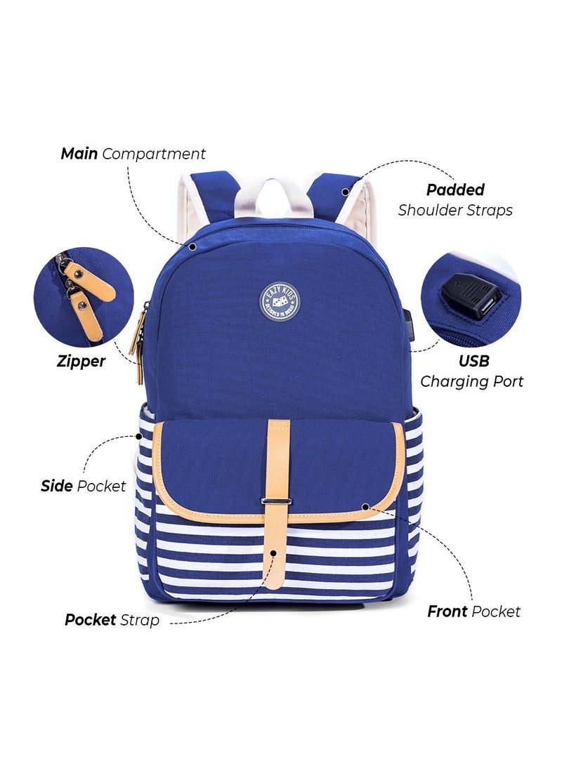 Eazy Kids Classic School Bag-Blue - Image 2