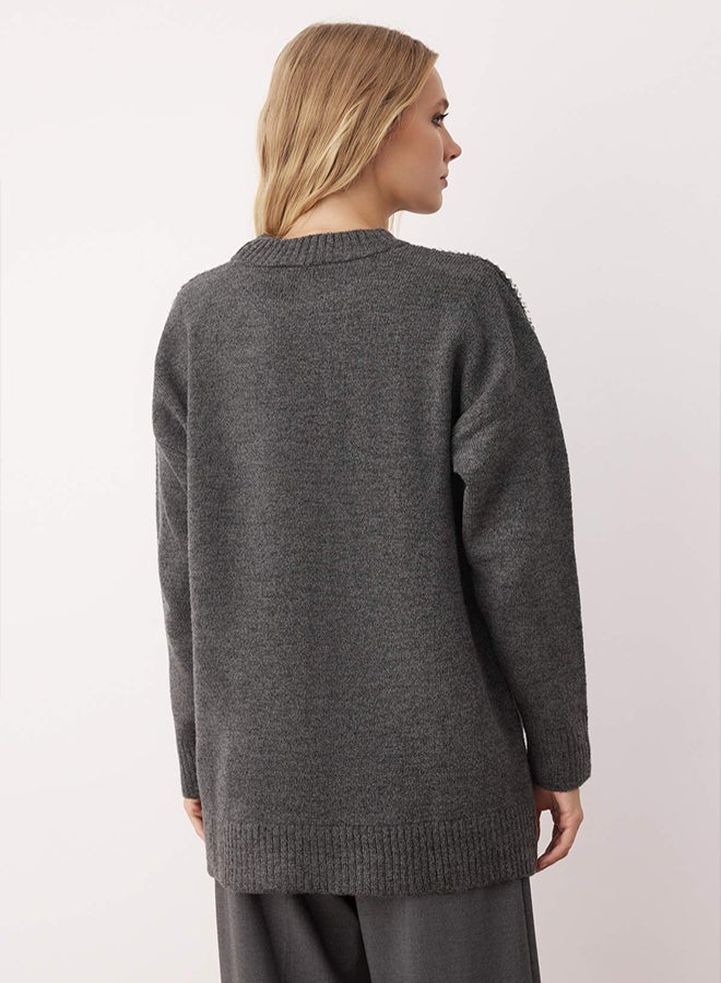 trendyol Anthracite Stone Detailed Knitwear Sweater - Image 4