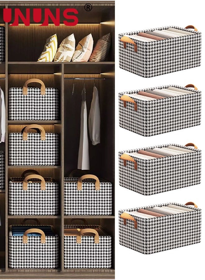 UNUNS Foldable Storage Bins,Pack Of 4 Clothes Drawer Organizer Bins With Handles,Closet Organizers For Clothes Storage,Office Storage,Room Organization,47x28x20cm  - Image 1