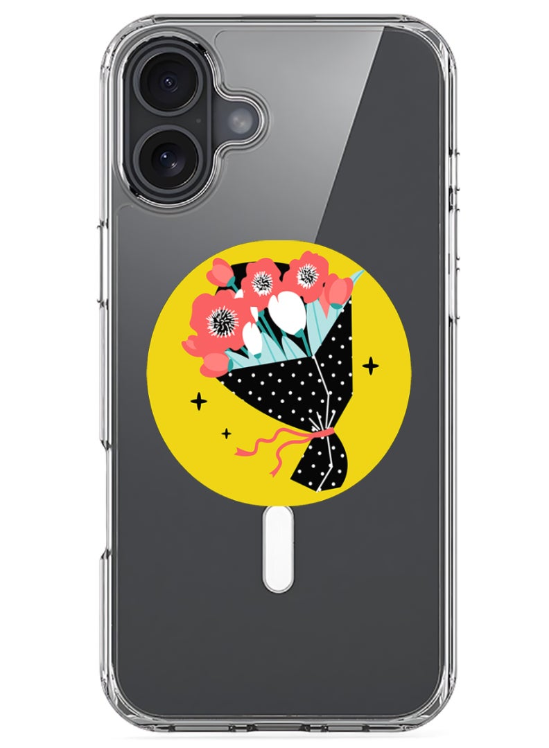 Theodor iPhone 16 Magsafe Magnetic Case Compatible with Wireless Charging, Shockproof Phone Bumper Cover - Bouquet vector - Image 1