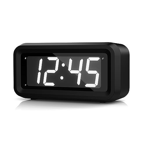 KWANWA Kids Alarm Clock White LED Battery AutoNight Mode 12Hr24Hr Small Travel Bedside WallMountTabletop Easy to Read