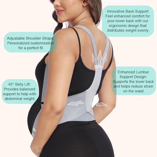 MAMODY Belly Bands For Pregnant Women Maternity Belt Pregnancy Belly Support Band Adjustable Pregnancy Belt with Back Brace Straps (Gray, Large) - Image 4