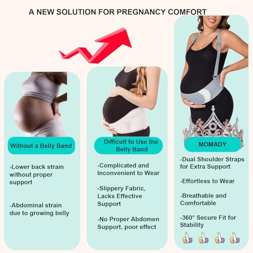 MAMODY Belly Bands For Pregnant Women Maternity Belt Pregnancy Belly Support Band Adjustable Pregnancy Belt with Back Brace Straps (Gray, Large) - Image 5