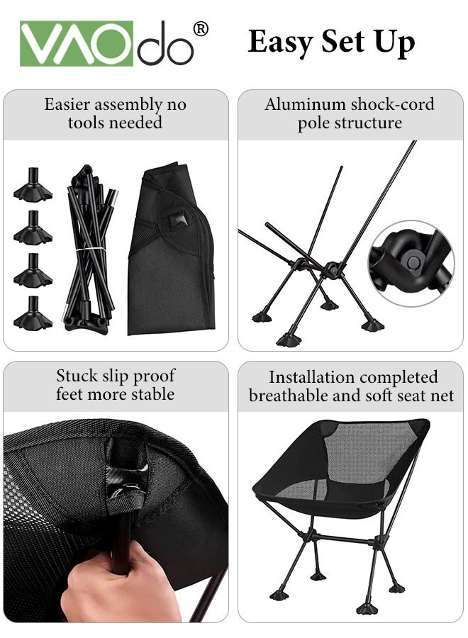 فاو دو كرسي تخييم محمول مزود بأقدام مضادة للغرق، كرسي ظهر خفيف الوزن قابل للطي، كراسي صغيرة الحجم وخفيفة الوزن قابلة للطي للمشي لمسافات طويلة وتسلق الجبال والشاطئ - Image 4