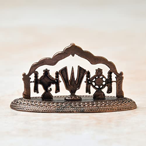 Bhimonee Decor Copper Idols India – 1.5-Inch Handmade Copper Shanku Chakra Namah Showpiece with Patina Antique Finish - Image 5