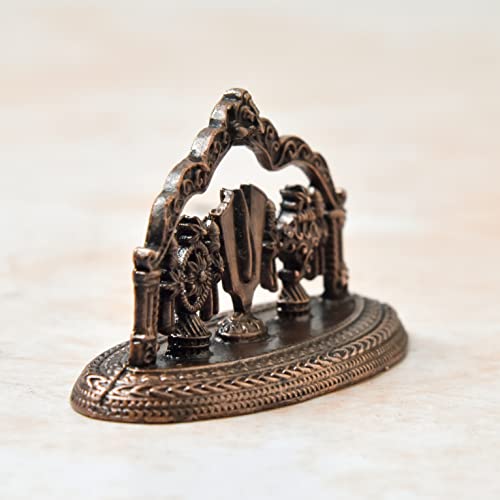 Bhimonee Decor Copper Idols India – 1.5-Inch Handmade Copper Shanku Chakra Namah Showpiece with Patina Antique Finish - Image 4