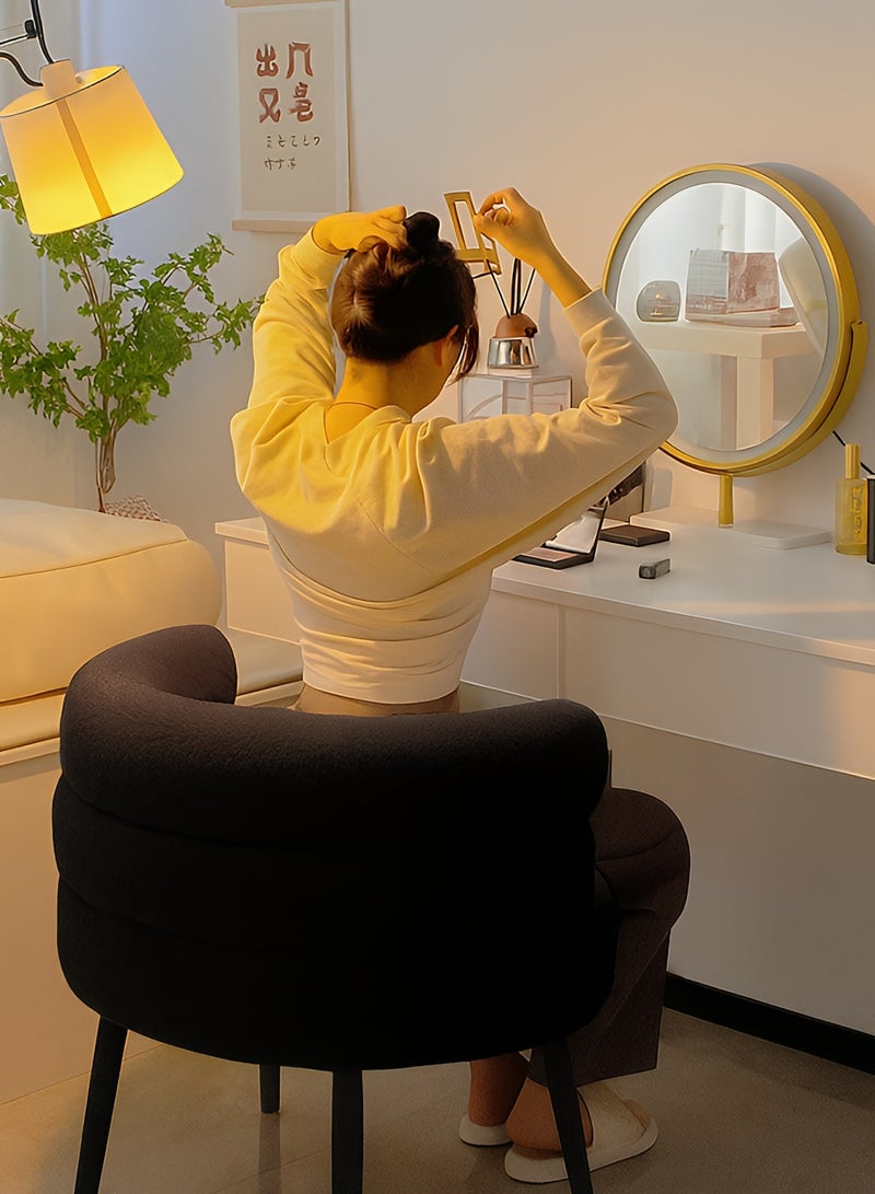 Taimi Elegant Design Boucle Chair, Bedroom Vanity Chair, Boucle Chair for Living Room and Office - Black, 74x62x70cm - Image 2