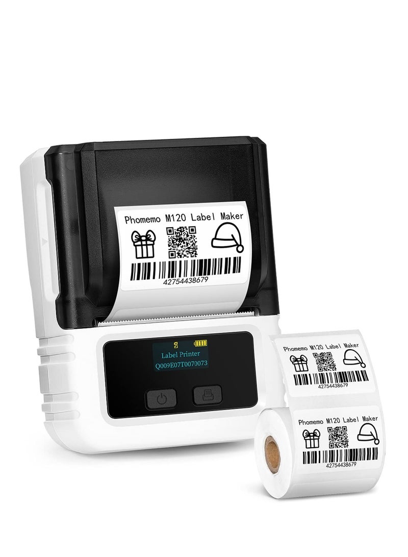 Phomemo M120 Label Maker- Barcode Printer Bluetooth Thermal Label Maker Machine 2 Inch 50mm Barcode Label Printer - Image 1