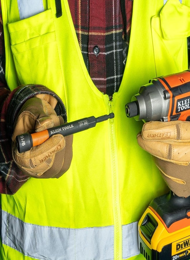 Klein Tools 32930 SAE Magnetic Impact Nut Setter Set, 6-Piece Color Coded Power Nut Driver with Extended Reach, 6 SAE Sizes - Image 5