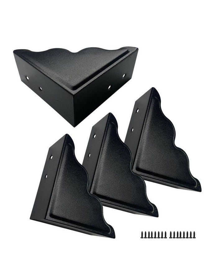 Sutfmwe Large Metal Corner Guards 3.7 x 3.7 x 1.5 Inch Set of 4, Decorative Black Corner Protector for Vintage Industrial Wooden Furniture Tables, Barn Doors, Wood Frames, Boxes, Angle Edge Protection - Image 1