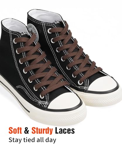 Handshop Wide Flat Athletic Shoelaces 5/16"(2 Pair) - Shoe Laces for Sneakers and Casual Shoes Replacements Brown 43 inch (110cm) - Image 3