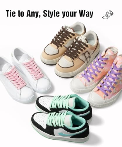 Handshop Wide Flat Athletic Shoelaces 5/16"(2 Pair) - Shoe Laces for Sneakers and Casual Shoes Replacements Brown 43 inch (110cm) - Image 5