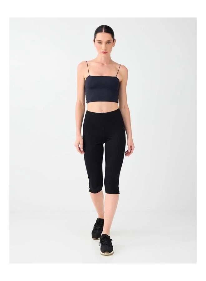 Jimmy Key Black Waist Elastic Slim-Fit Midi Legging.
