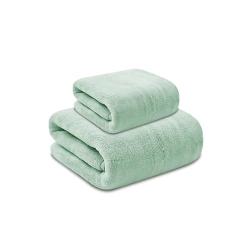 MAXOSHINE Microfiber Towels for Bath Large Size-Super Soft Coral Fleece Bathing Towel Hook Quick Dry Super Absorbent-Bath Towel for Men and Women-70x140 cm, 350 GSM - Image 1