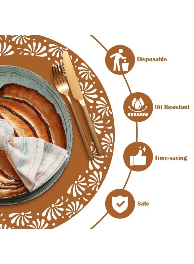Kochorie 50 Pcs Cielito Lindo Mexican Paper Placemats 13 Inch Round Platos De Barro Mexicanos Disposable Table Mats for Cielito Lindo Party Decoration Cinco de Mayo Wedding Birthday Baby Shower - Image 4