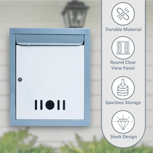 HOMIFLY Wall Mount A4 Size Letter Box/Mail Box/Suggestion Box/Complaint Box for Office/Post Box for Home gate with Clear Window View and Secure Key Lock - (Grey) - Image 5