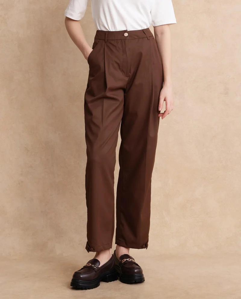 Rareism Women's Ankle Length Plain Trouser