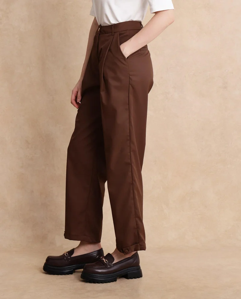 Rareism Women's Ankle Length Plain Trouser