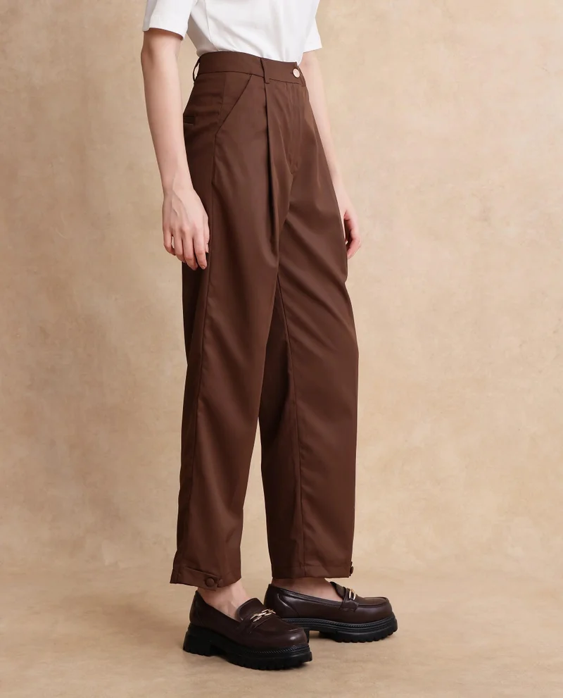 Rareism Women's Ankle Length Plain Trouser