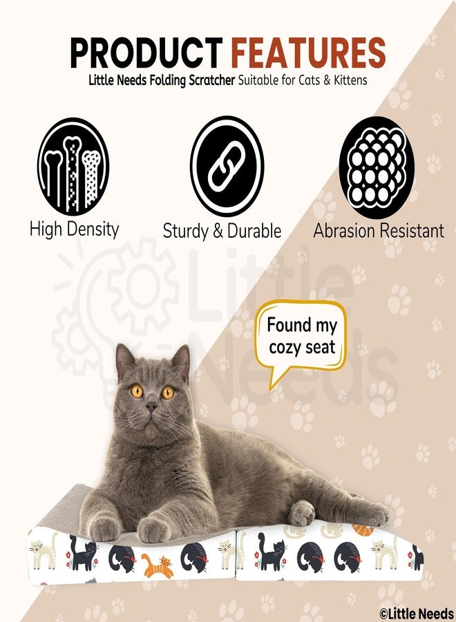 Little Needs Corrugated Cat Scratcher with Catnip - (Folding Scratcher) | 32 inch Durable Cardboard Scratch Pad for Cats & Kittens | 2-in-1 Reversible Fold-Design for Furniture Protection, Play & Rest - Image 3