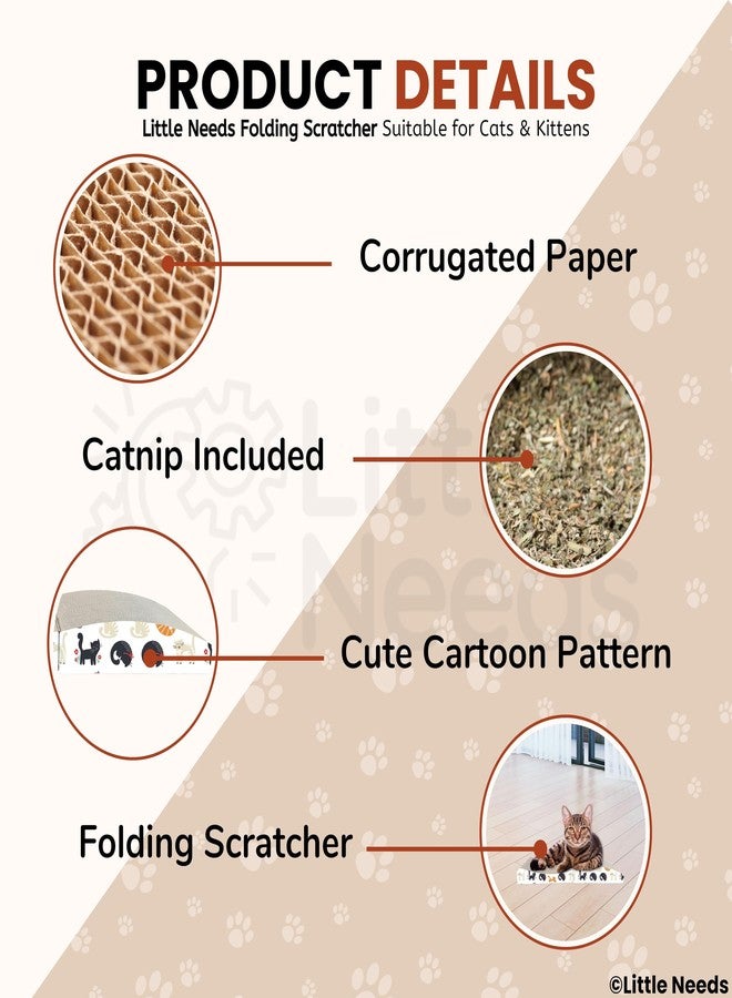 Little Needs Corrugated Cat Scratcher with Catnip - (Folding Scratcher) | 32 inch Durable Cardboard Scratch Pad for Cats & Kittens | 2-in-1 Reversible Fold-Design for Furniture Protection, Play & Rest - Image 4