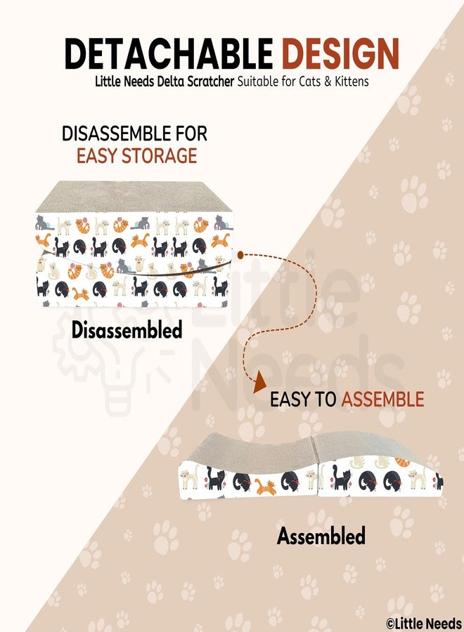 Little Needs Corrugated Cat Scratcher with Catnip - (Folding Scratcher) | 32 inch Durable Cardboard Scratch Pad for Cats & Kittens | 2-in-1 Reversible Fold-Design for Furniture Protection, Play & Rest - Image 5