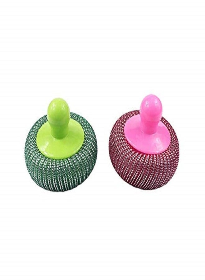 Replex 4 pcs Utensil Plastic Super Scrubber with Plastic Handle Dish Bowel Wire Scouring Pad Scrubber Cleaning Brush Cleaner - Image 2