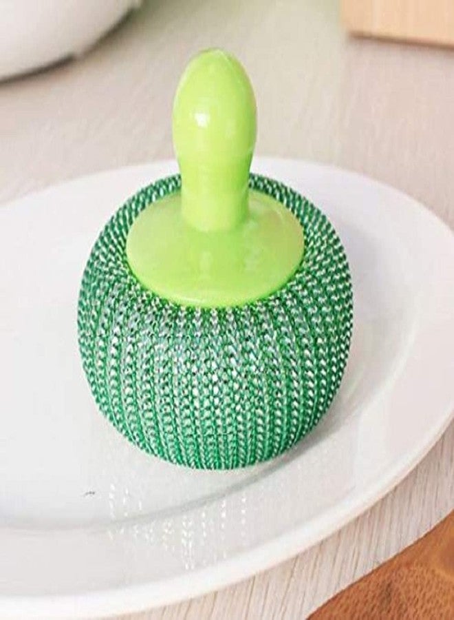 Replex 4 pcs Utensil Plastic Super Scrubber with Plastic Handle Dish Bowel Wire Scouring Pad Scrubber Cleaning Brush Cleaner - Image 5
