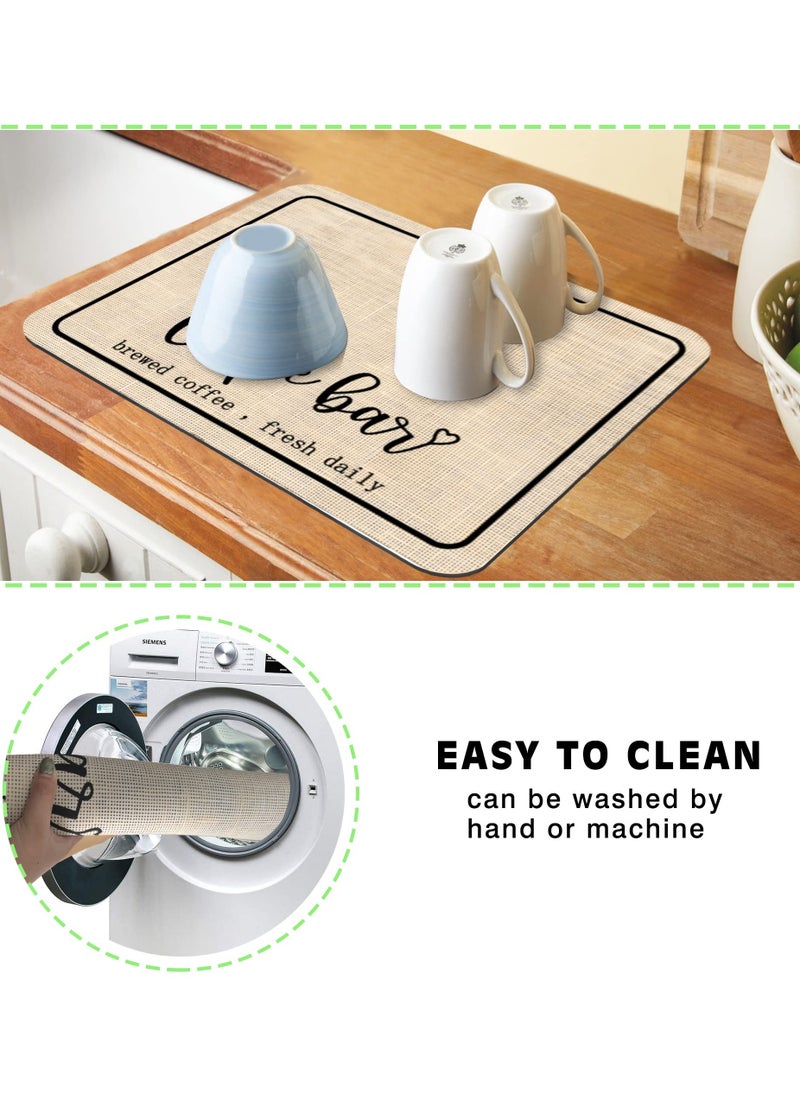 Generic - Coffee Bar Mat, Rubber Dish Drying Mat for Kitchen Counter, Coffee Mat for Home Bar Gift Kitchen Mat, Coffee Bar Accessories Decorative, Coffee Shop Chocolate Dish Drying Pad Rubber Rectangle Beige 40x60cm - Image 1