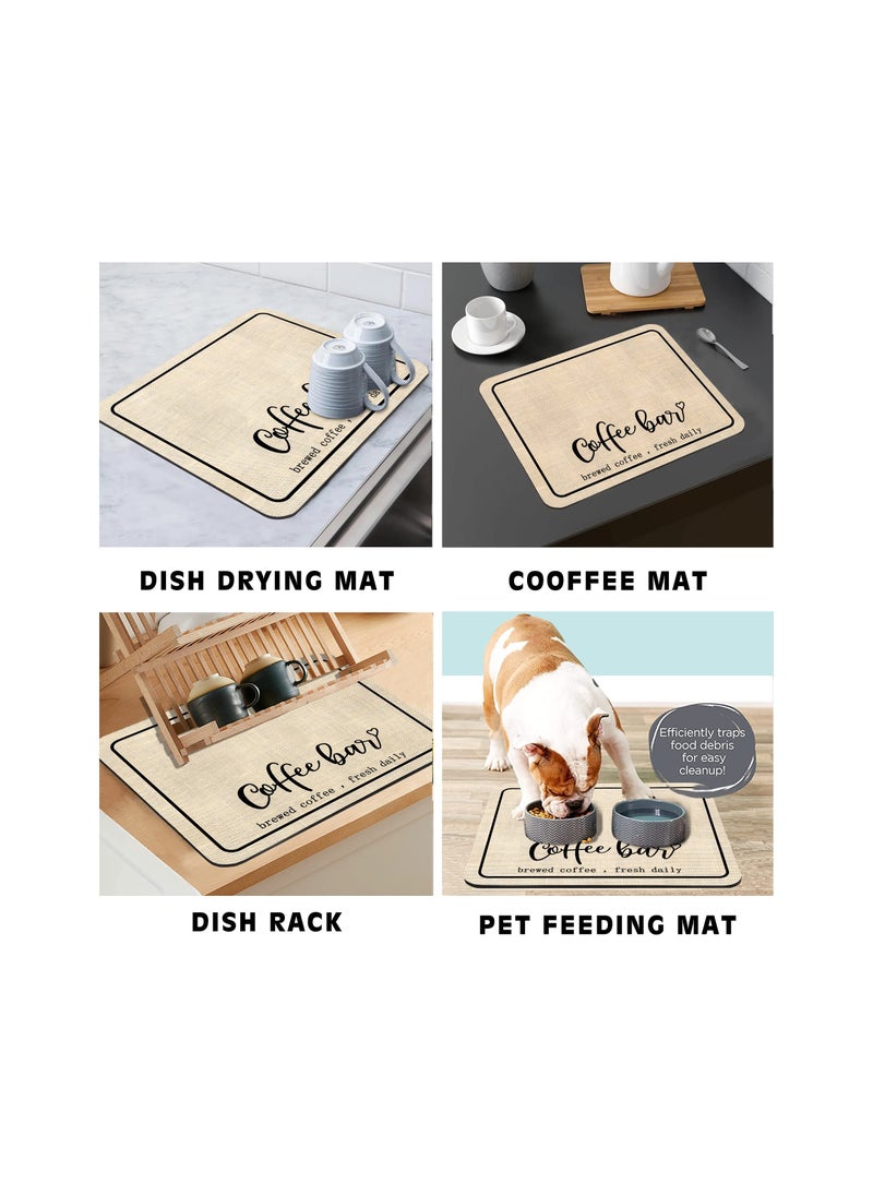 Generic - Coffee Bar Mat, Rubber Dish Drying Mat for Kitchen Counter, Coffee Mat for Home Bar Gift Kitchen Mat, Coffee Bar Accessories Decorative, Coffee Shop Chocolate Dish Drying Pad Rubber Rectangle Beige 40x60cm - Image 1