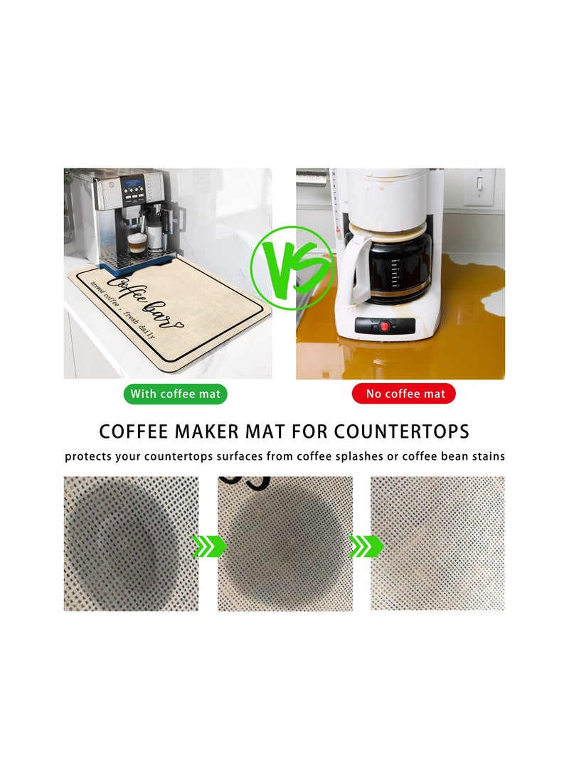 Generic - Coffee Bar Mat, Rubber Dish Drying Mat for Kitchen Counter, Coffee Mat for Home Bar Gift Kitchen Mat, Coffee Bar Accessories Decorative, Coffee Shop Chocolate Dish Drying Pad Rubber Rectangle Beige 40x60cm - Image 1