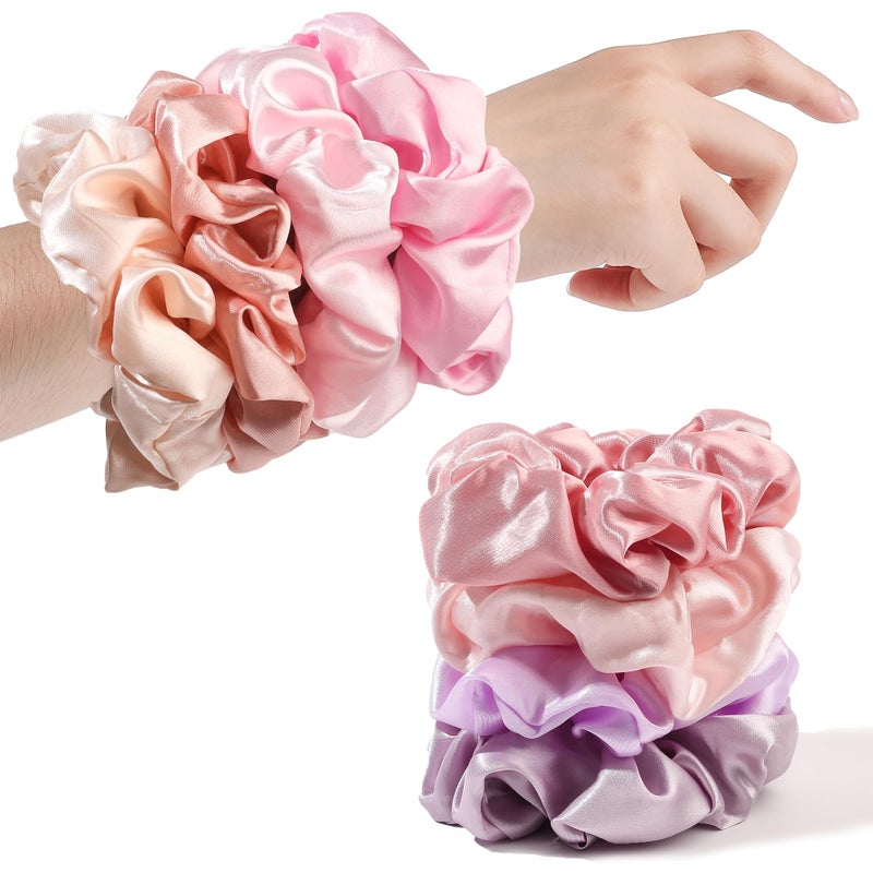 Ivyu Satin Hair Scrunchies for Women's Thick Curly Hair - Big Ponytail Holders and Hair Ties for Girls, Cute No Crease No Damage Pony Tails - Image 2