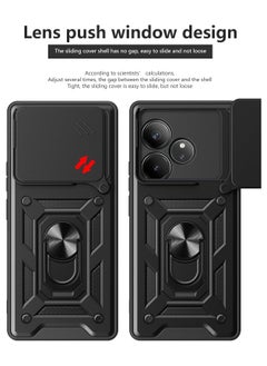 Generic Shield Full Protection Case With Metal Ring &Slide Camera Cover For realme gt 6 cover  - Image 2