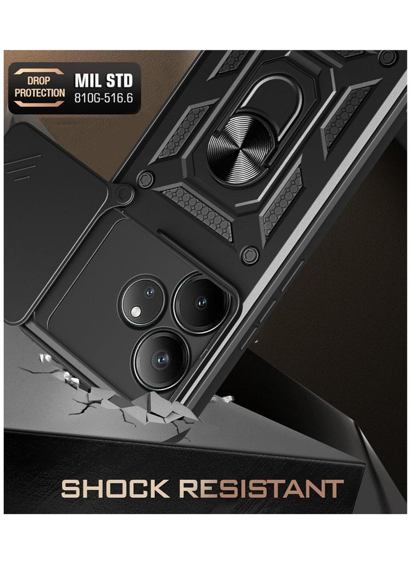 Generic Shield Full Protection Case With Metal Ring &Slide Camera Cover For realme gt 6 cover  - Image 4