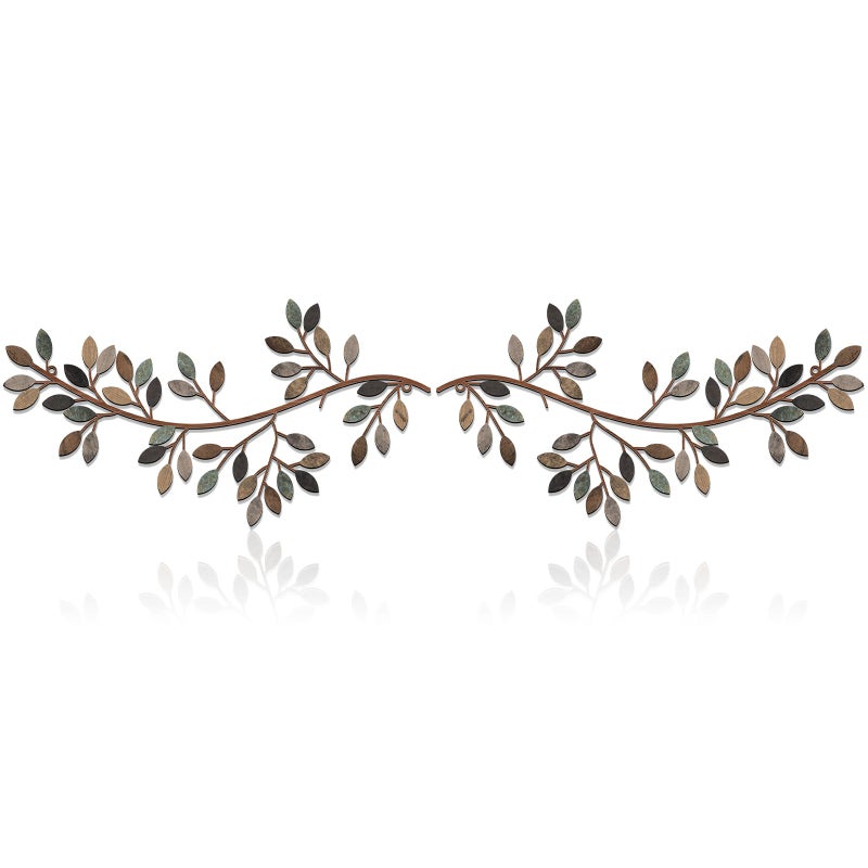 Hotop 2 Pieces Metal Tree Leaf Wall Decor Vine Olive Branch Leaf Wall Art Wrought Iron Scroll Sculptures Above the Bed Living Room Outdoor DecorationClassic StyleClassic Color - Image 2