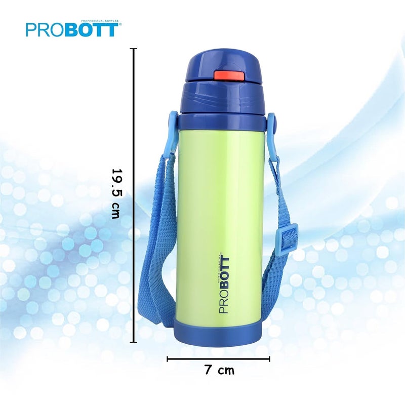 PROBOTT Probott Tom 350ml Stainless Steel Hot & Cold Water Bottle for 3-5yrs Old Kids, Green | Double Walled Vacuum Flask | Sipper Bottle with Straw & Strap | Perfect for Toddlers | Leakproof  - Image 4